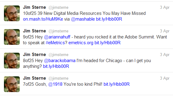 A sampling of 25 Tweet Types