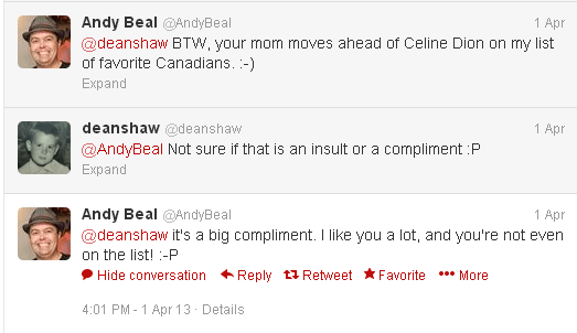 @AndyBeal is nice to my Mom